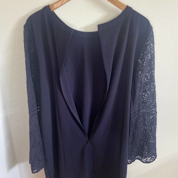 Loft - blue lace long sleeve dress - Picture 7 of 10